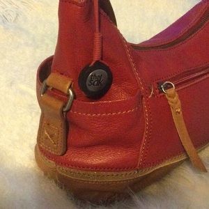 SAK RED LEATHER SLING BAG